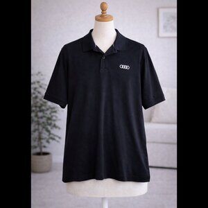 Audi Polo Shirt Large Black Cotton Logo Automotive Pre-Owned Mens